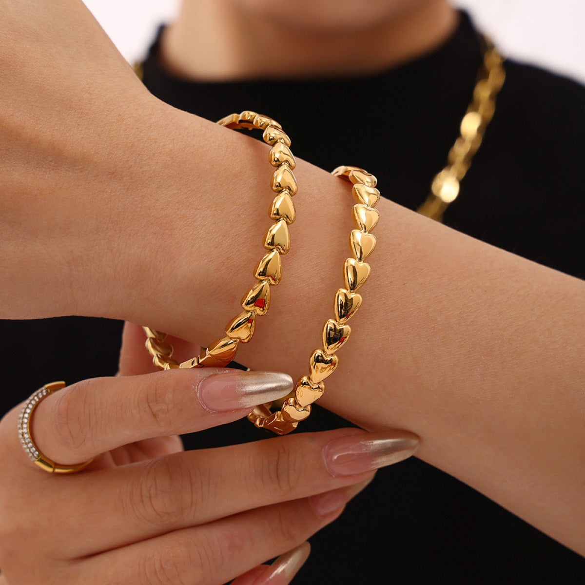 Amoria – Bracelet cœur plaqué or en acier inoxydable