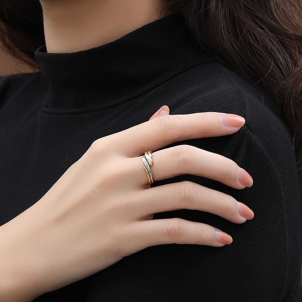 Elaine – Bague S925 en Argent avec Onde d'Eau Irrégulière