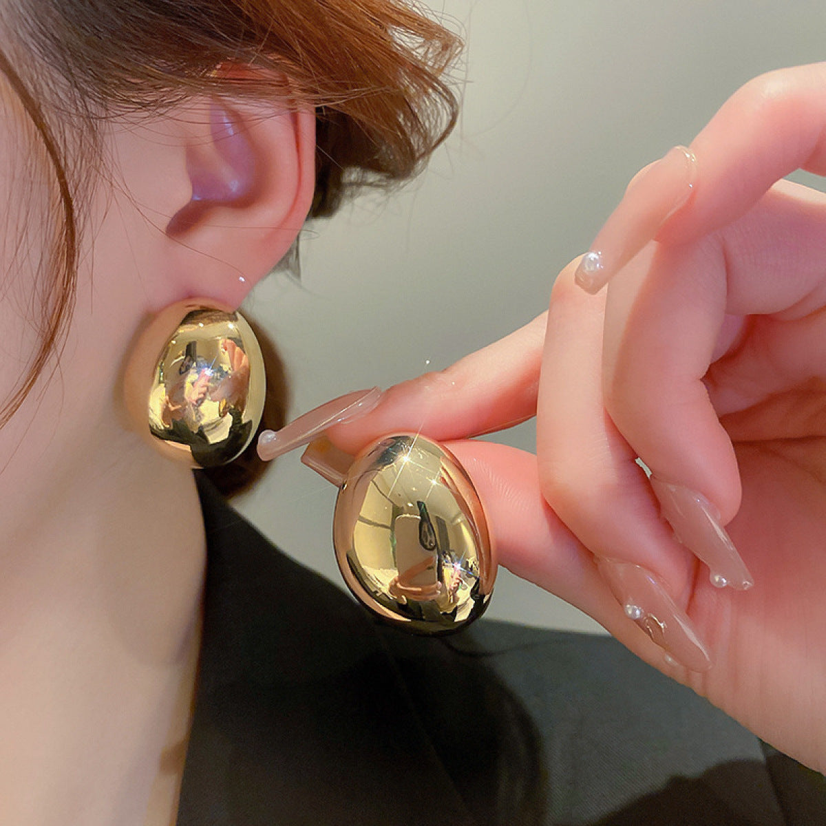 Kristen – Boucles d’oreilles ovales irrégulières plaquées