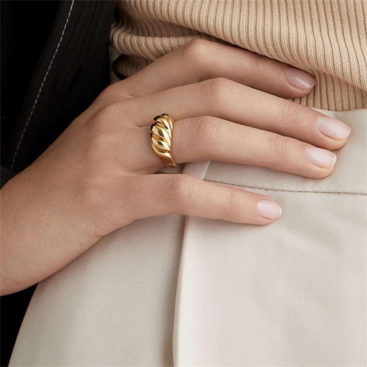 Miley – Bague Élégante en Acier Inoxydable Plaqué