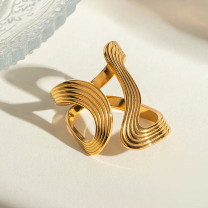 Elvie – Bague Ouverte à Ondulations Irrégulières