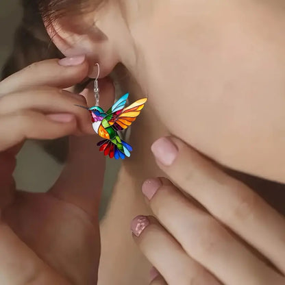 Zoe – Boucles d'Oreilles Oiseau en Acrylique Coloré