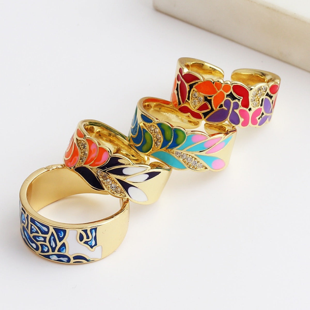 Kamille – Bague Camille Large Bleu Feuillage