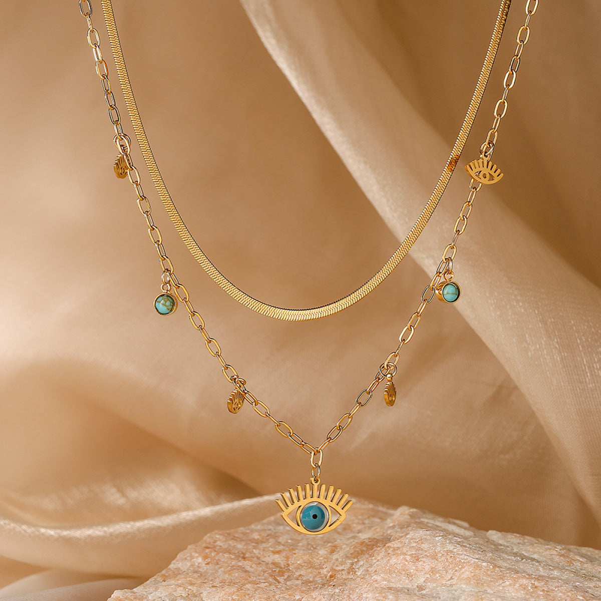 Elena – Collier double couche plaqué or véritable