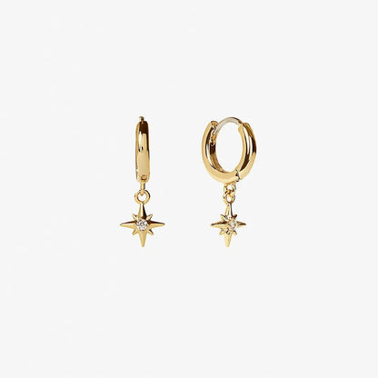 Stellia – Boucles d’Oreilles Étoile à Huit Branches en Zircon