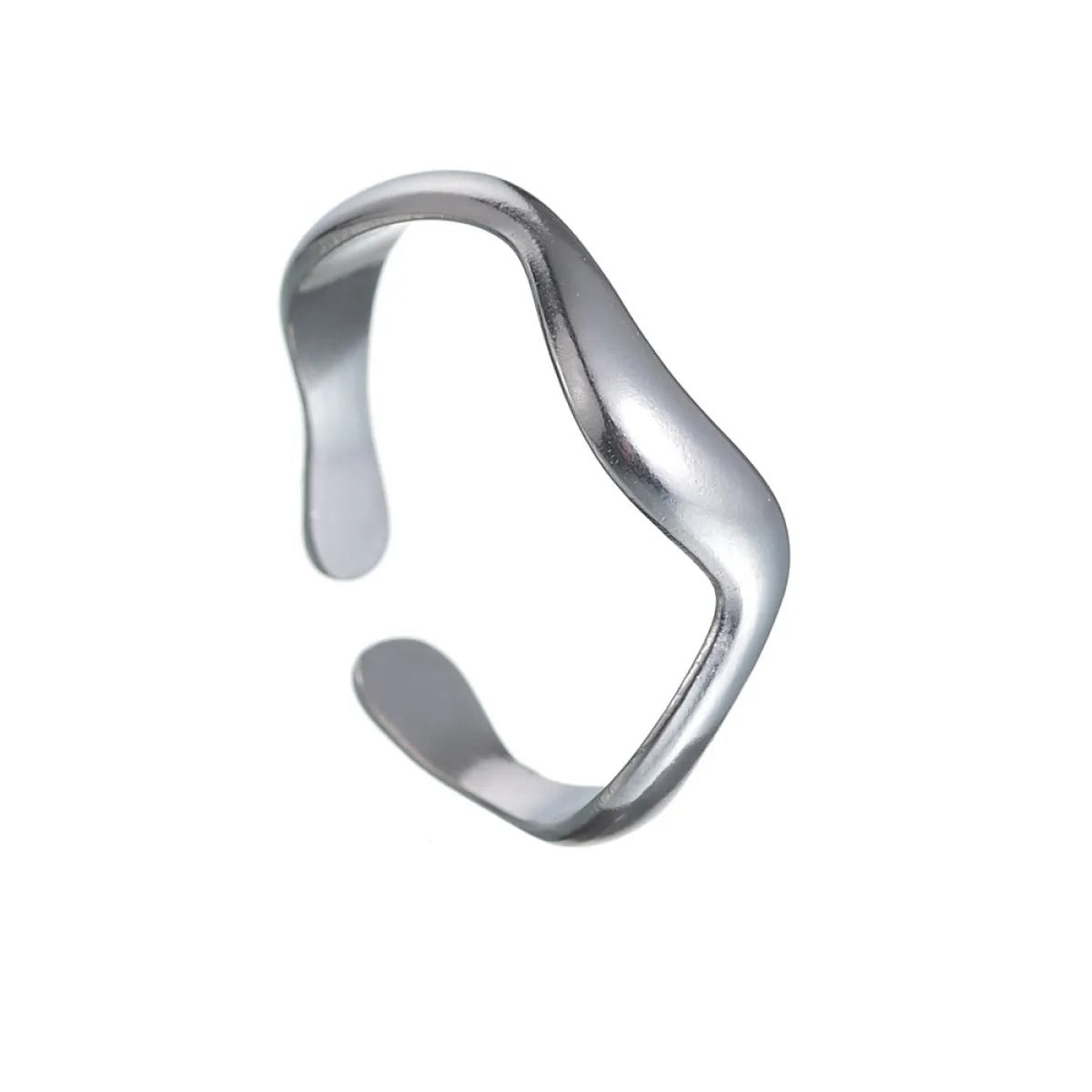 Theva – Bague Vague d’Eau Ouverte en Acier Titane