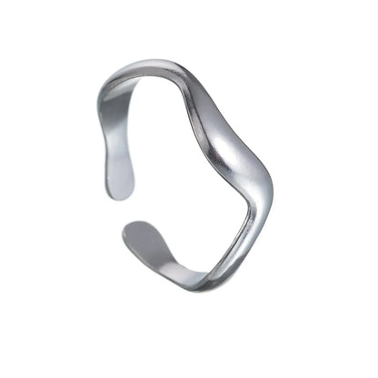 Theva – Bague Vague d’Eau Ouverte en Acier Titane