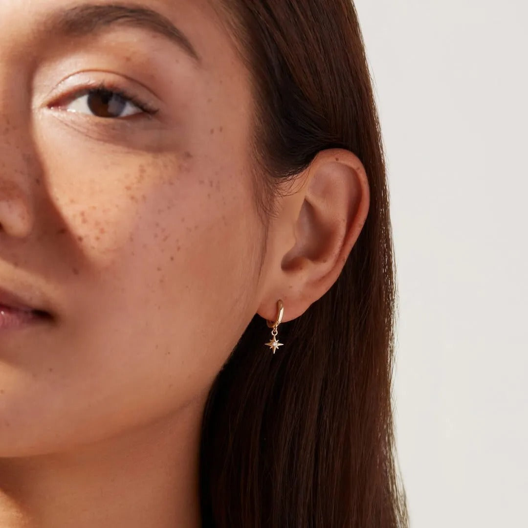 Stellia – Boucles d’Oreilles Étoile à Huit Branches en Zircon