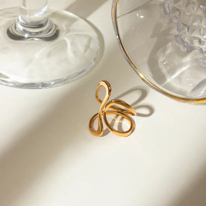 Dori – Bague Ouverte Spirale Dorée Irégulière