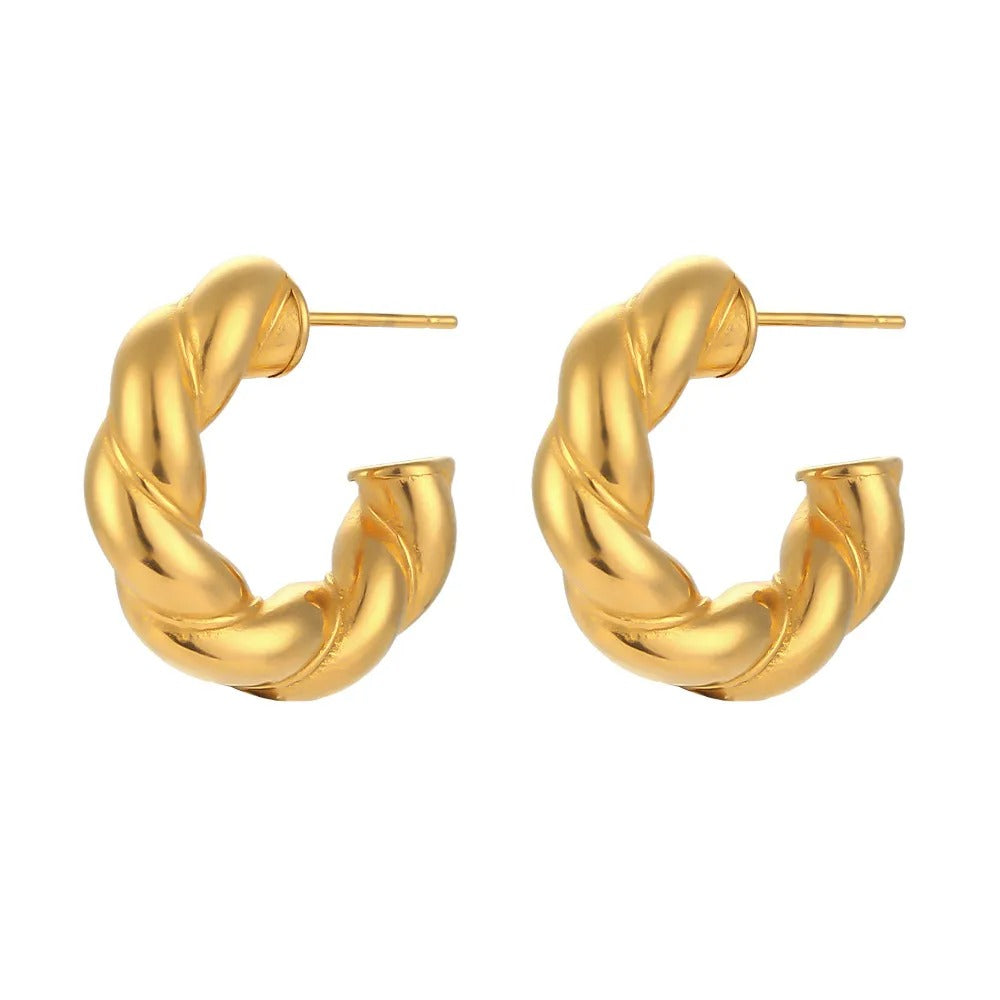 Carmen – Boucles d’Oreilles en Plaqué Or Forme Twist
