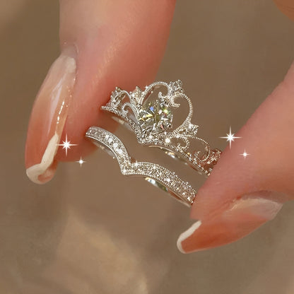 Reine – Set de Bagues en Argent avec Design de Couronne