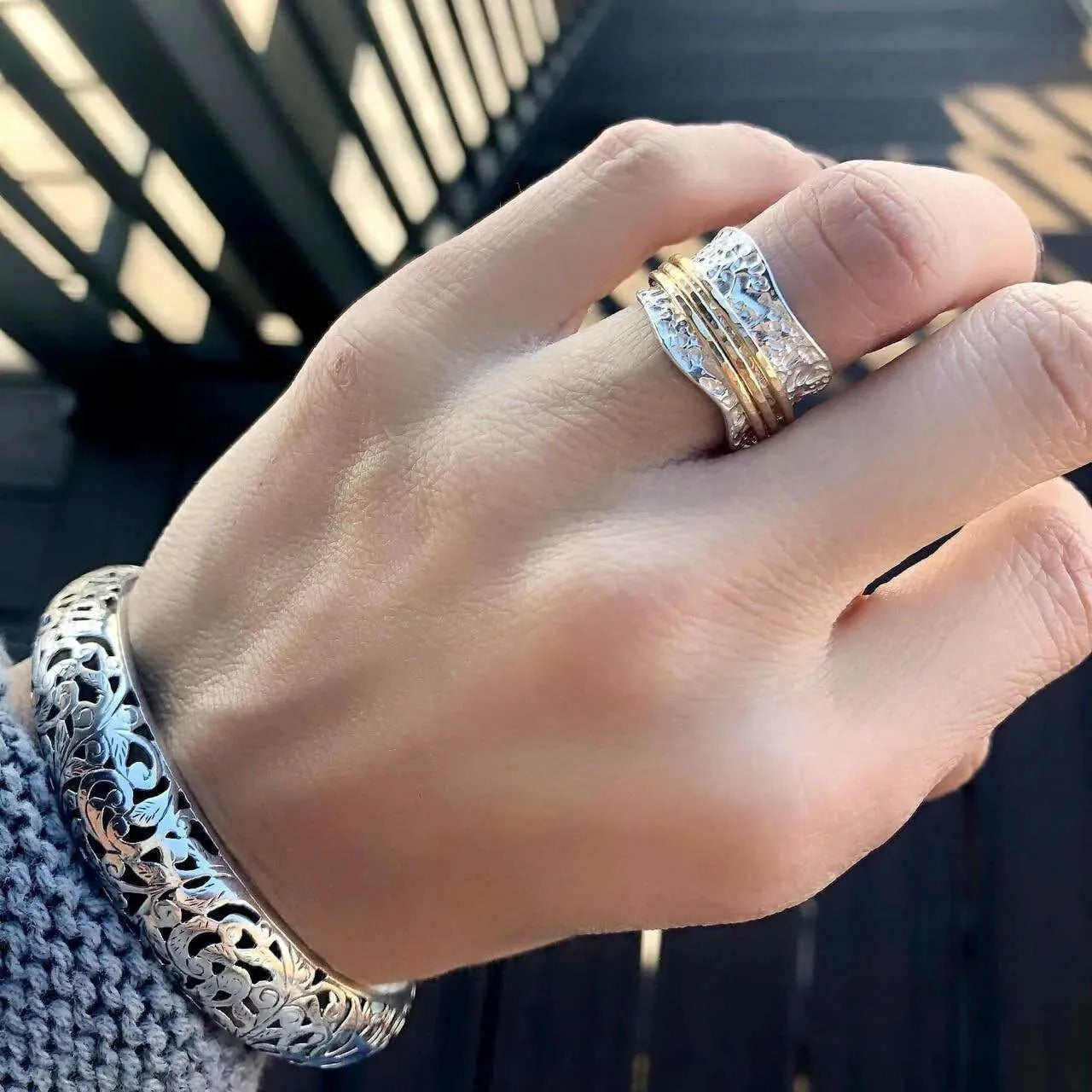 Pia – Bague Rotative Motif Tournant Femme