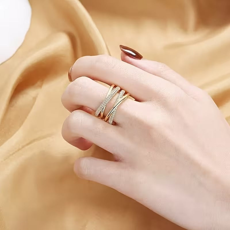 Isabella – Bague Croisée à Double Couche