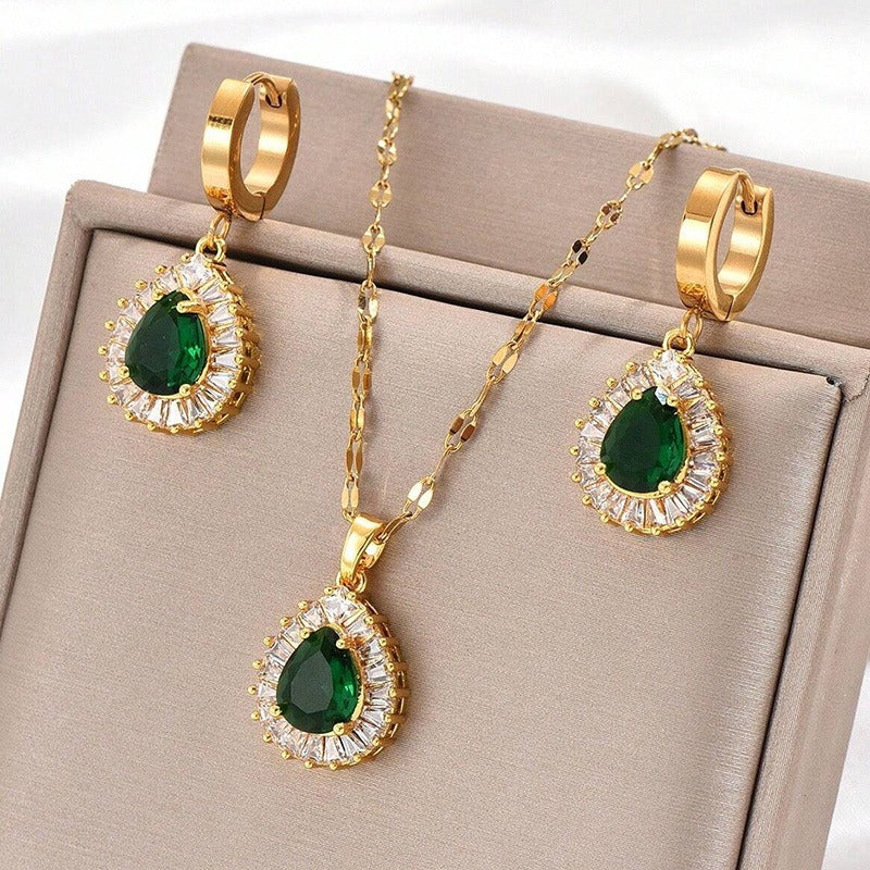 Rheya – Parure Lysandelle Élégante en Or et Cristal