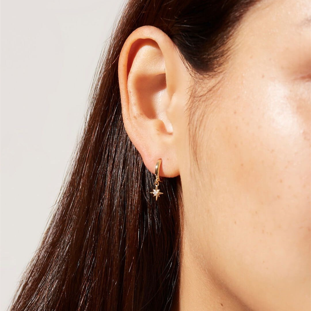 Stellia – Boucles d’Oreilles Étoile à Huit Branches en Zircon