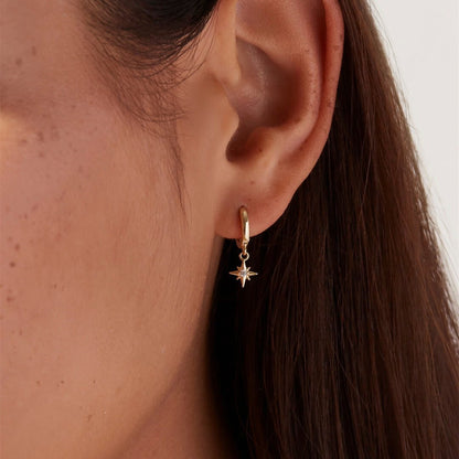 Stellia – Boucles d’Oreilles Étoile à Huit Branches en Zircon