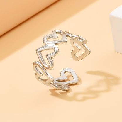 Rica – Bague Cœur en Acier Inoxydable et Titane Ajustable