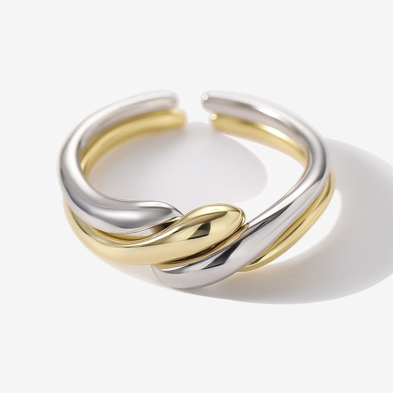 Elaine – Bague S925 en Argent avec Onde d'Eau Irrégulière