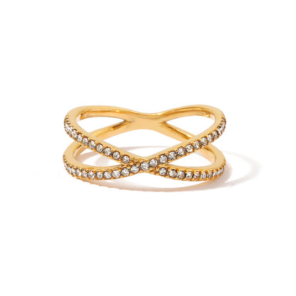 Nia – Bague Croix en Or avec Diamants
