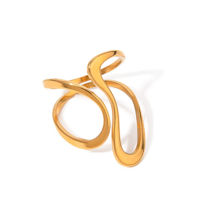 Dori – Bague Ouverte Spirale Dorée Irégulière