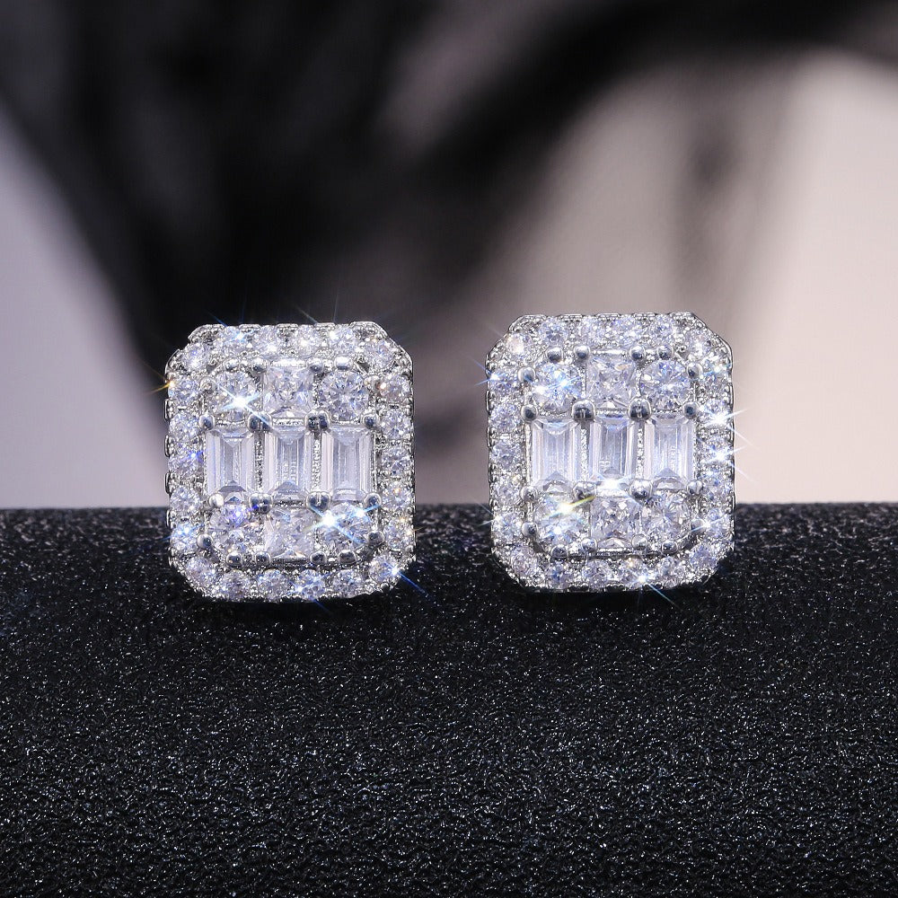 Zia – Boucles d'Oreilles Carrées en Zircon Tout-en-Un