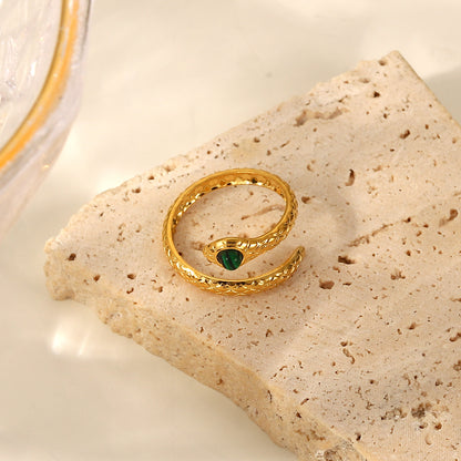 Isabelle – Bague serpent en acier inoxydable plaqué or