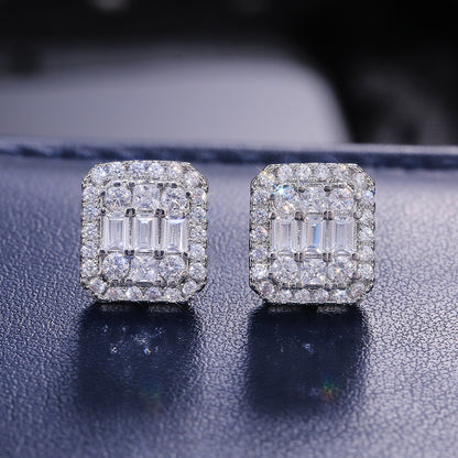 Zia – Boucles d'Oreilles Carrées en Zircon Tout-en-Un