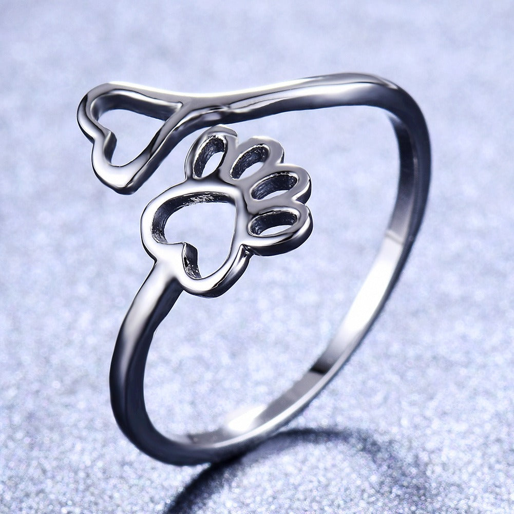 Alexa – Bague Amour à Imprimé Chien et Cœur Creux