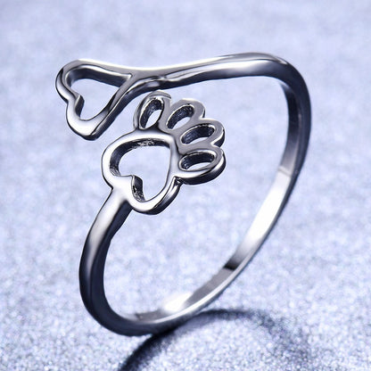 Alexa – Bague Amour à Imprimé Chien et Cœur Creux