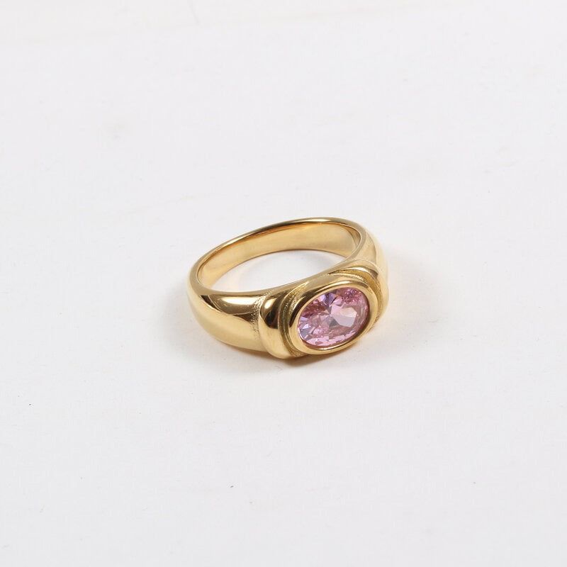 Alina – Bague Zircons Multicolores Plaquée Or