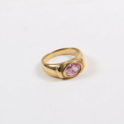 Alina – Bague Zircons Multicolores Plaquée Or