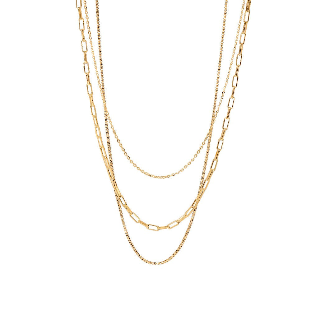 Lena – Collier Doré à 3 Rangées Élégant