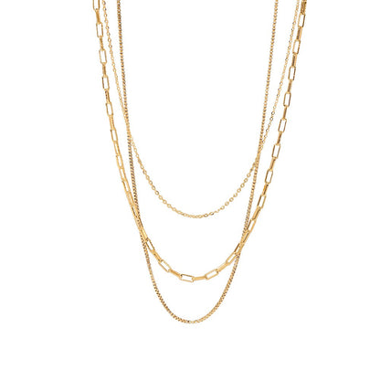 Lena – Collier Doré à 3 Rangées Élégant