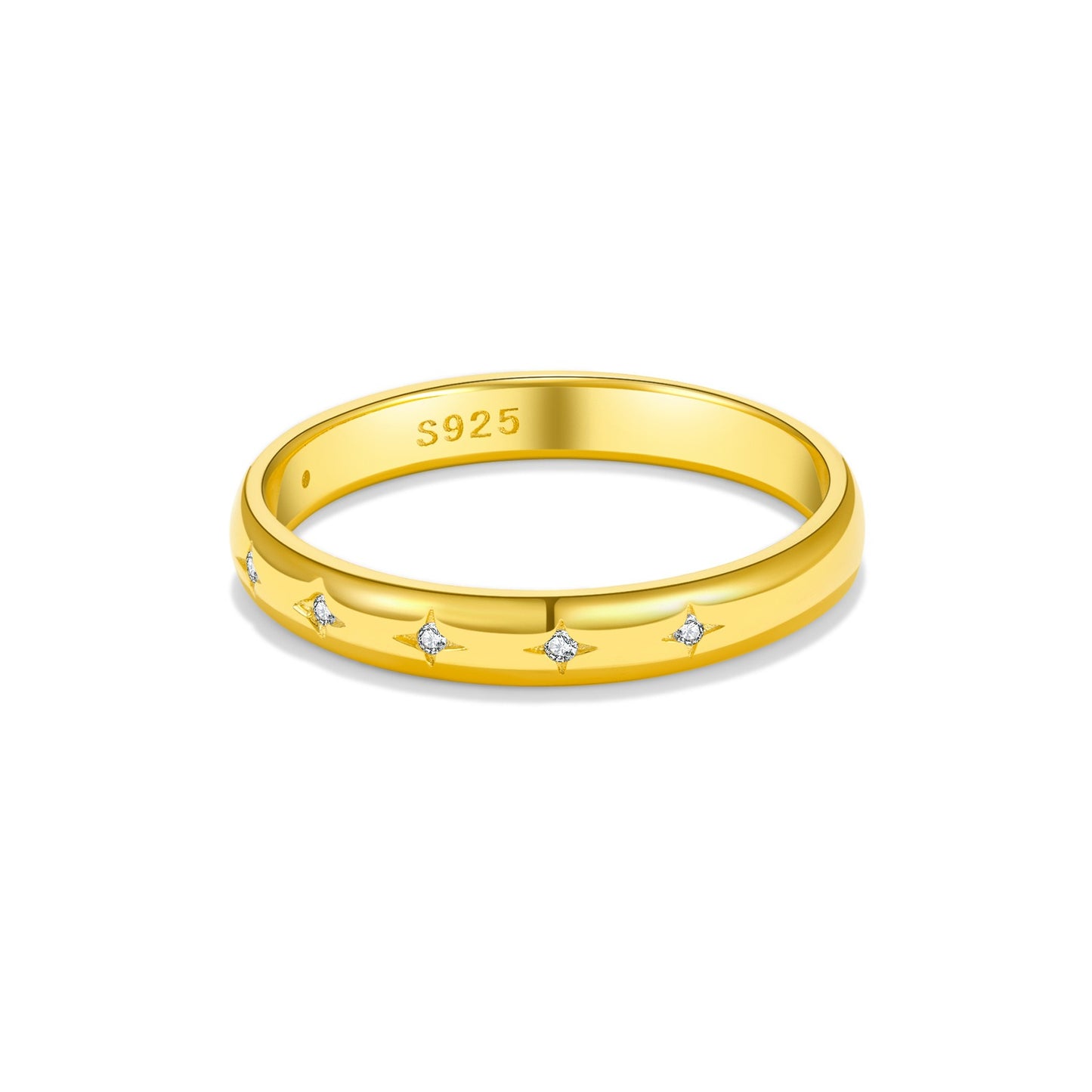 Stella – Bague Bandeau en Or avec Étoile Cosmique