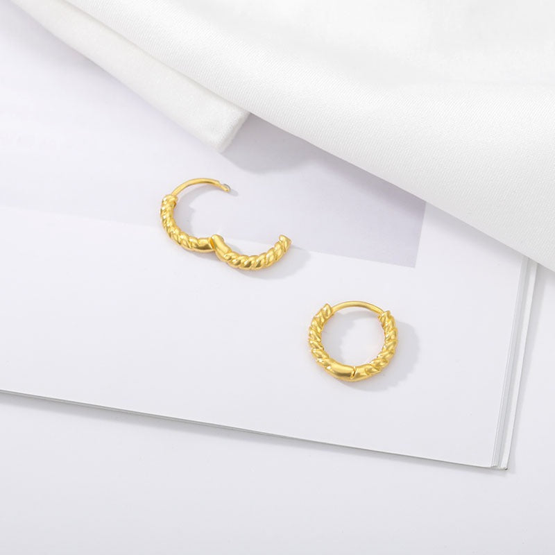 Manon – Boucles d'Oreilles Mini Créoles Corde en Or