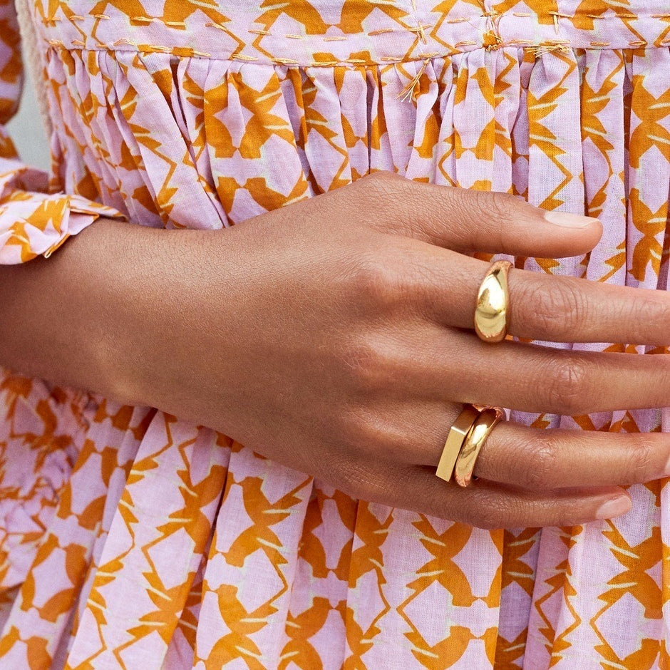 Celestine – Grande Bague Glossy en Or Véritable