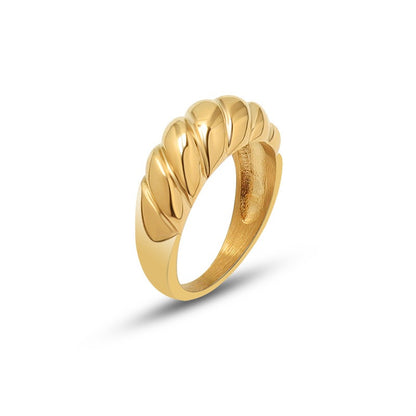 Kris – Bague Rétro Industrielle à Motif Ondulé
