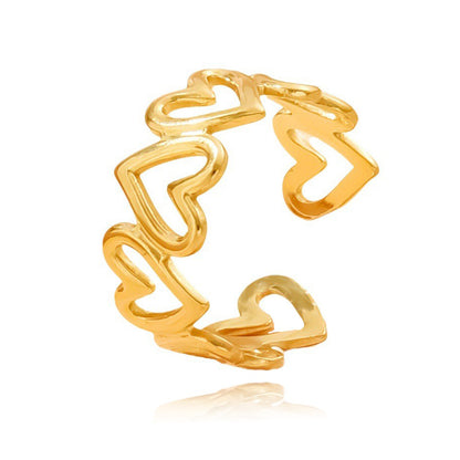 Rica – Bague Cœur en Acier Inoxydable et Titane Ajustable