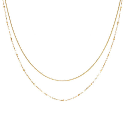 Selya – Collier Double Rang Chaîne Serpent et Perles en Or