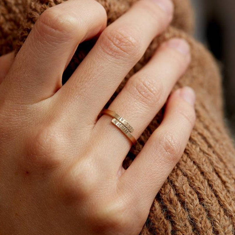 Himari – Bague Couple Personnalisée Dorée