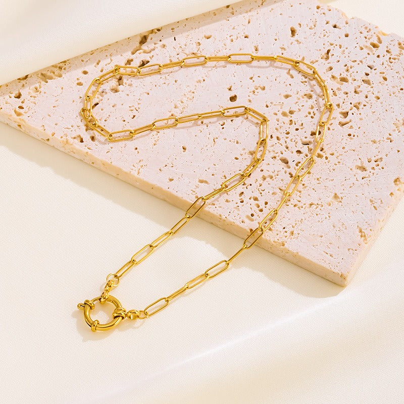 Sheng – Collier Pendentif Fermoir Printanier Doré