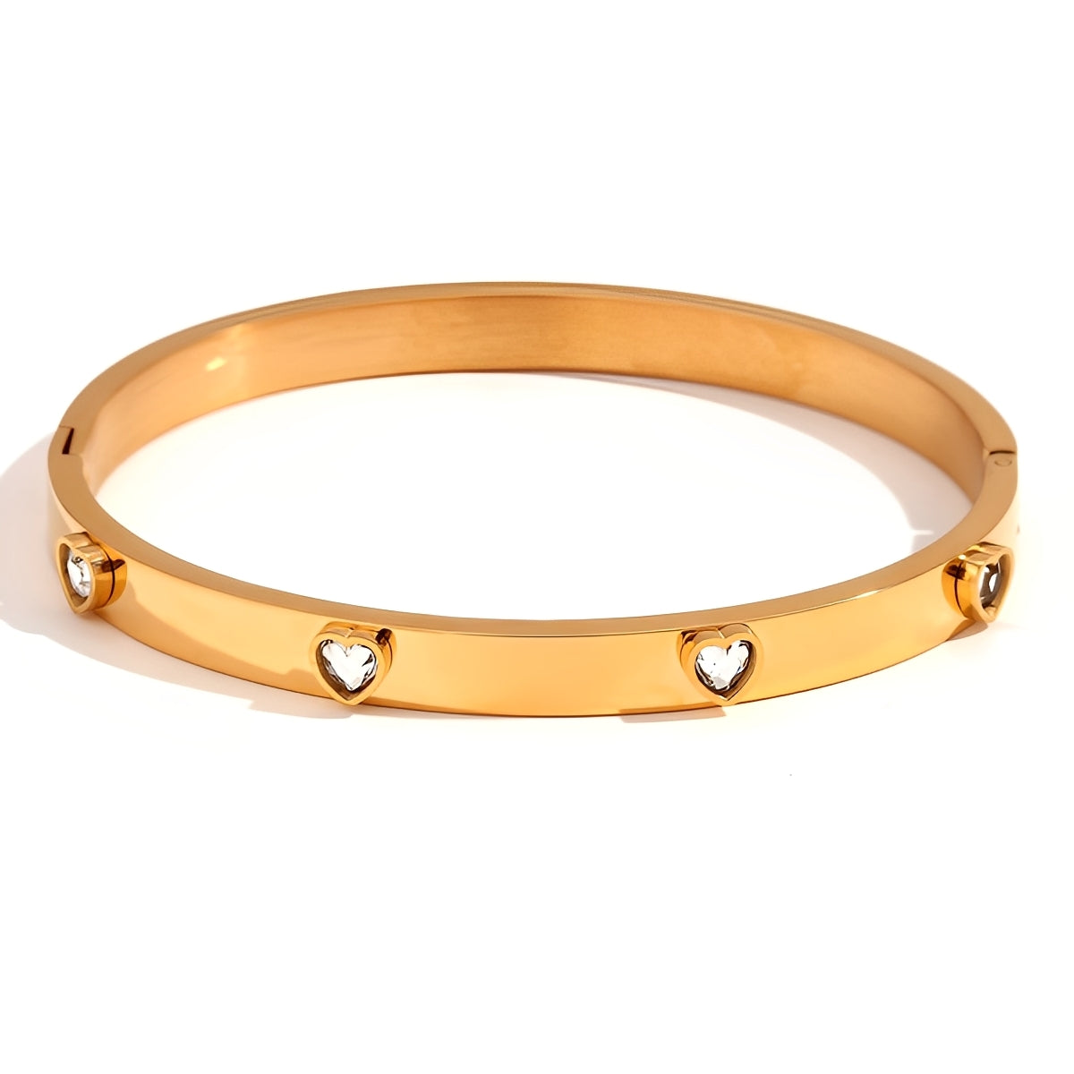Anna – Bracelet cœur pêche micro-serti en acier inoxydable