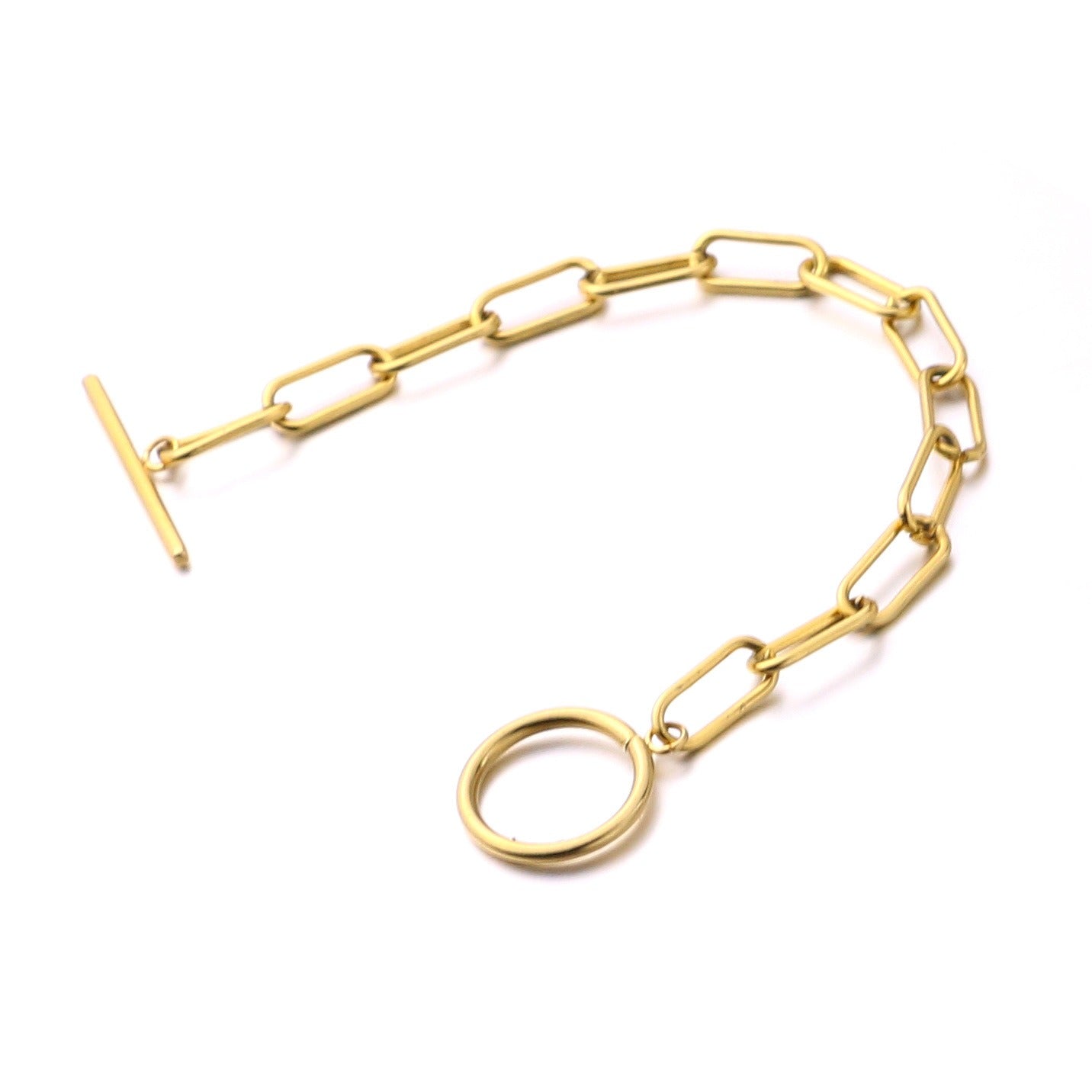 Millie – Bracelet T-Bar à Maillons Rectangulaires en Or