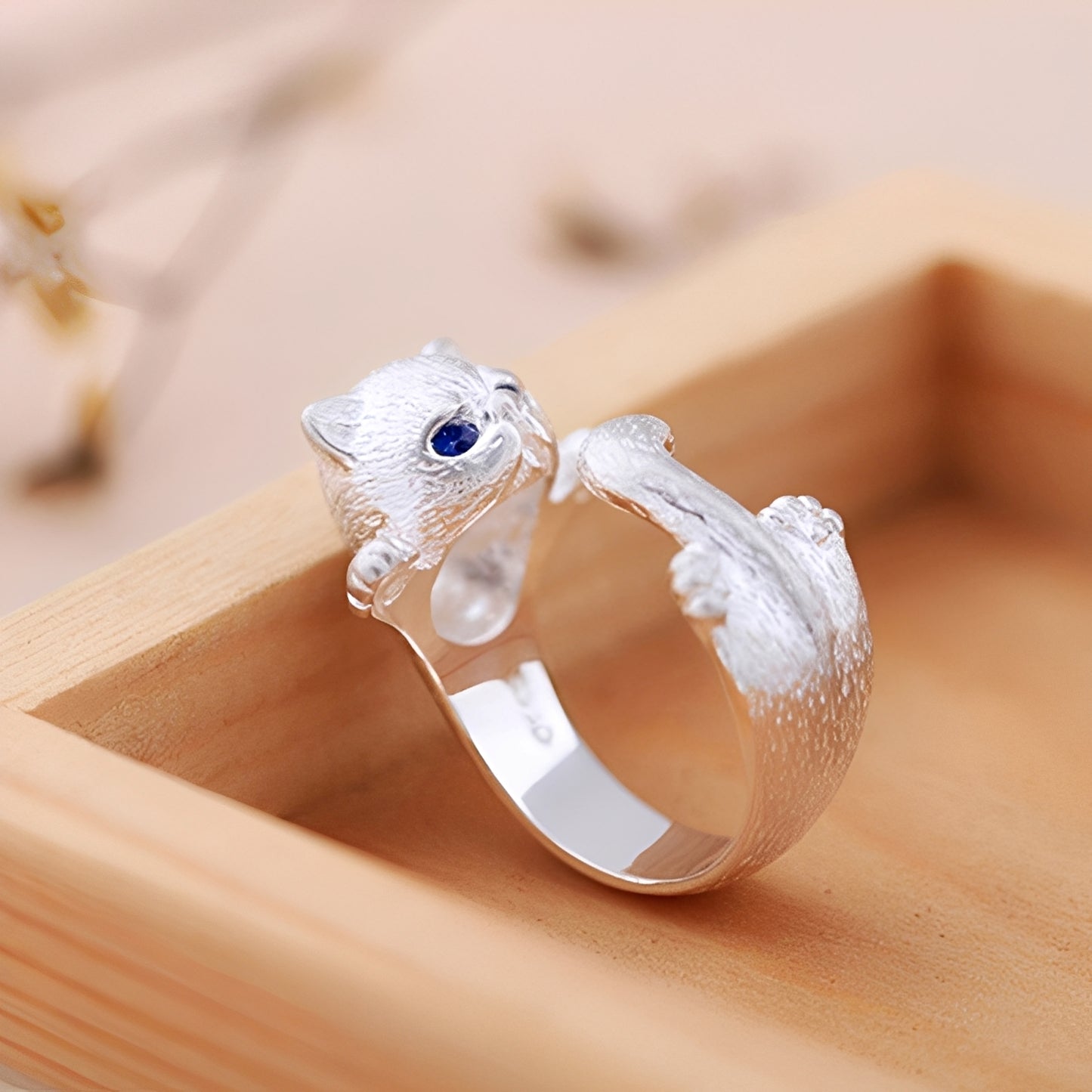 Louna – Bague Petit Chat Ajustable Argent 925