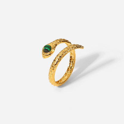 Isabelle – Bague serpent en acier inoxydable plaqué or