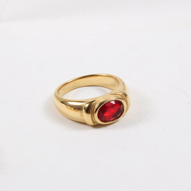 Alina – Bague Zircons Multicolores Plaquée Or