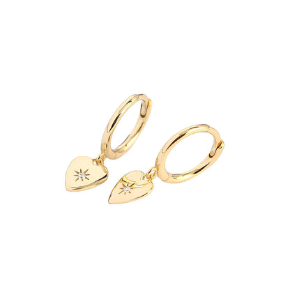 Zendy – Boucles d'Oreilles Métalliques Cœur Pêche