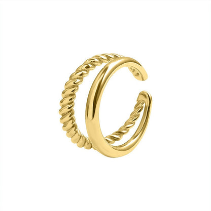Adele – Bague Twist Double en Or Poli
