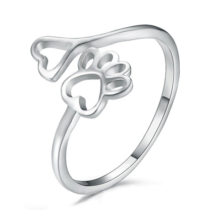 Alexa – Bague Amour à Imprimé Chien et Cœur Creux