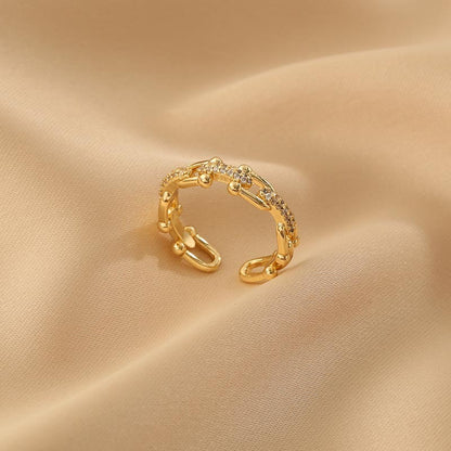Virella – Bague Chaîne Ajourée Ouverte Ajustable